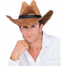Hats - Brown Velour Cowboy Hat - Price: $14.99