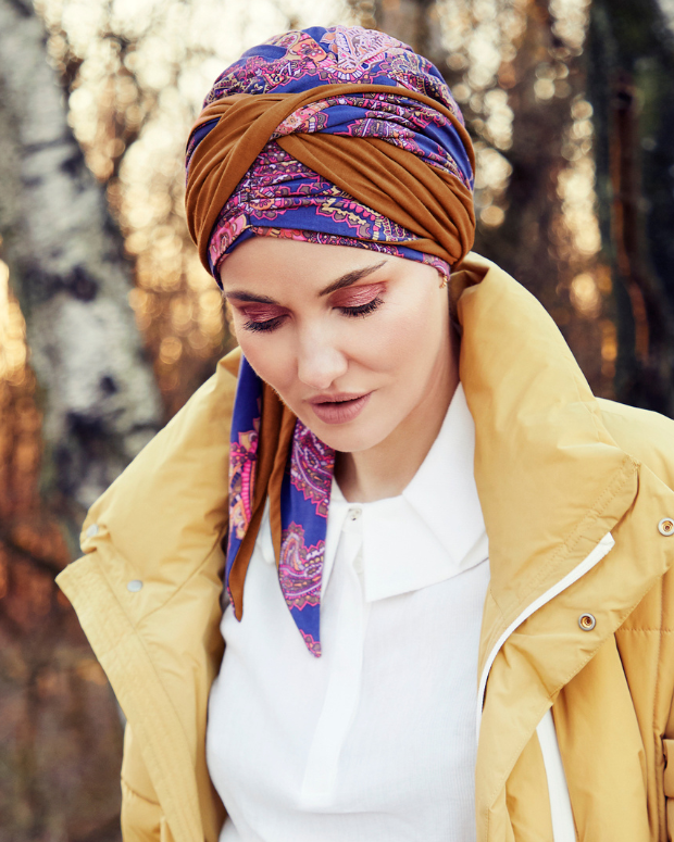 Belisa Printed Turban With Ribbons - 1532, By Christine Headware