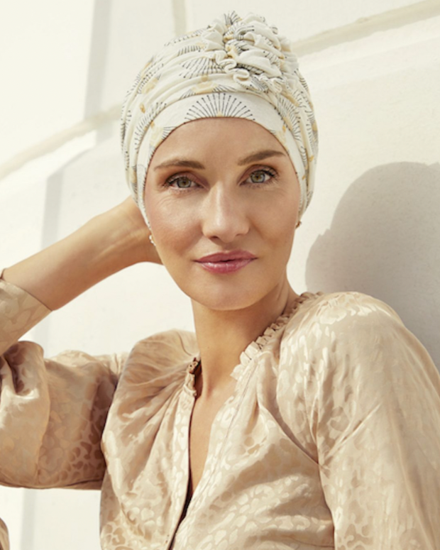 Lotus Printed Linen Turban - 1245, By Christine Headware