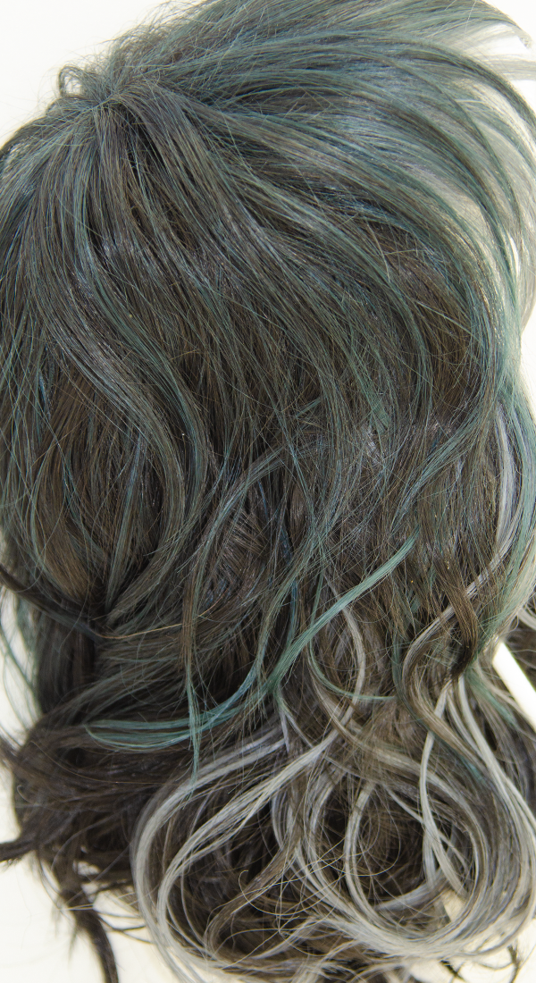 Cosmic Teal - Black Roots with Teal (Bluish Green) and Grey Highlights
