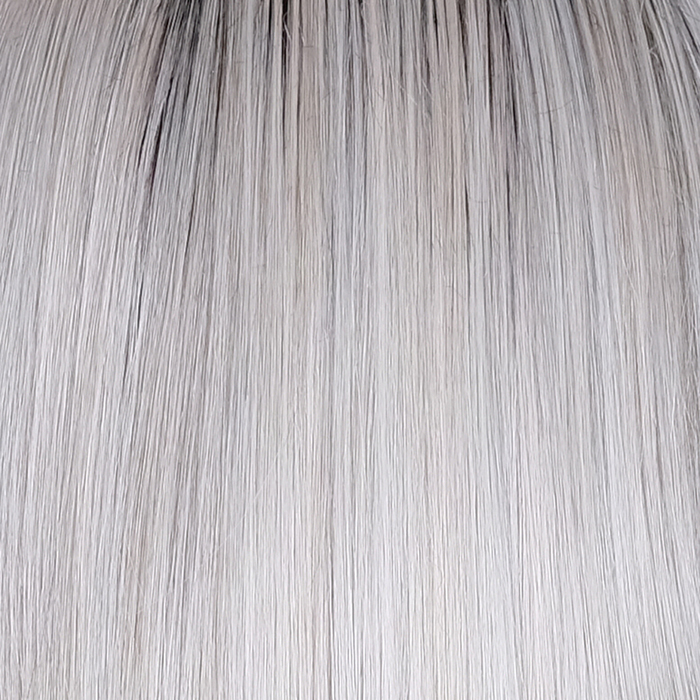 Chrome - Gradual mixture of 30% gray, 10% gray, and white at the tip with Cappuccino Roots