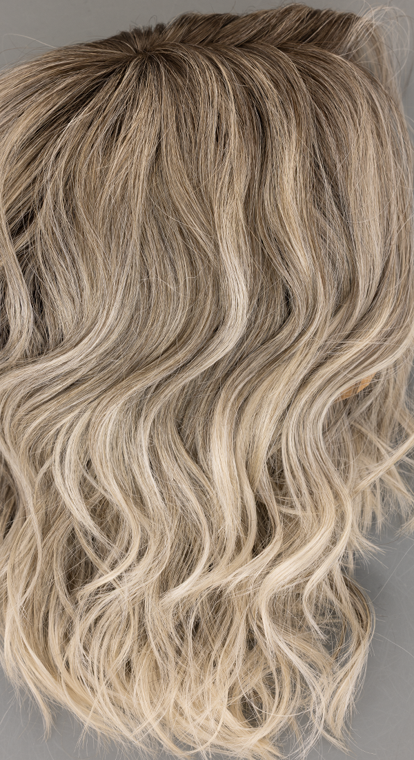 Silver Oyster-R Light Golden Ash Blond with Dark Brown Roots and Light Brown Highlights
