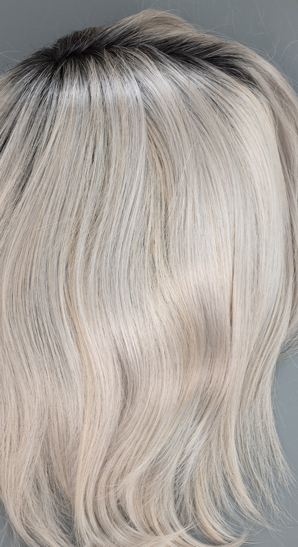Moonstone - Light Iridescent Platinum Blonde with 2% honey Highlights and Black Roots (+$5.00)