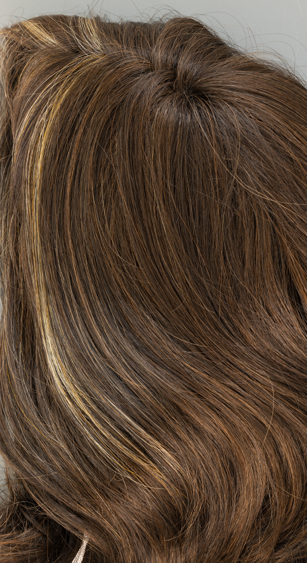 Caramel Brown - Dark Brown with Medium Auburn Highlights and Light blond Front Highlights.