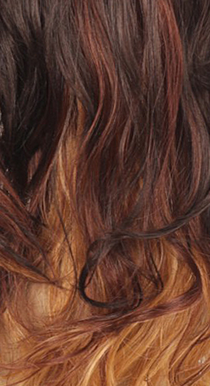 GM238B - Ombre - Auburn Brown Top with Red Middle with Platinum Bottom