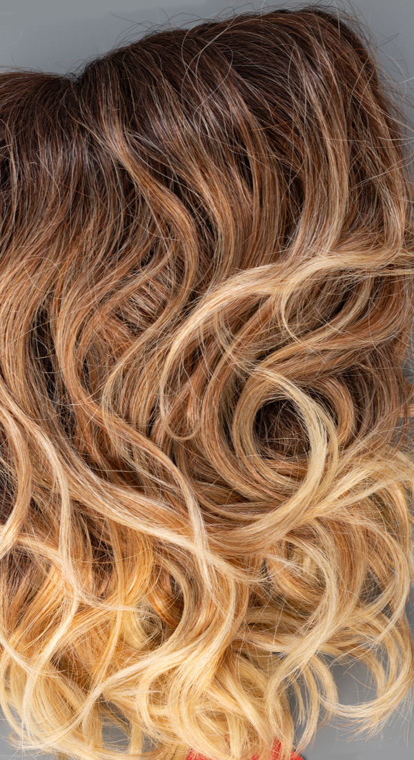 Melted Sunset - Color Stack, From Dark Brown Roots to Light Auburn and Ling Blond Blend on Top of Very Light Golden Blonde (+$5.00)