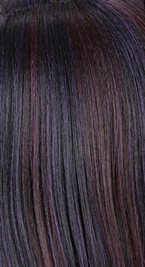 M1PB - 85% Jet Black (1) with Burgundy and Purple Chunky Highlights