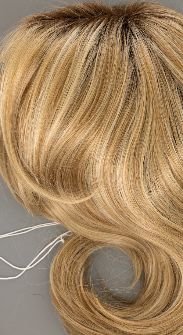 Creamy Toffee - R - Two Tones of Light Golden Blonde Blended with Dark Brown Roots (+$5.00)