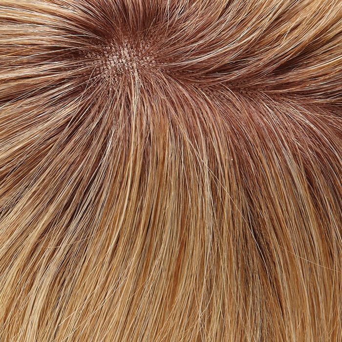 27T613S8-HH Shaded Sun - Med Natural Red-Gold Blonde & Pale Natural Gold Blonde Blend and Tipped, Shaded w/ Med Brown