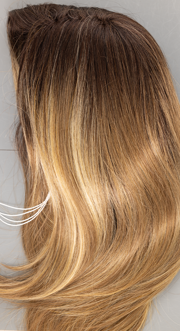 Mochaccino LR - Light Caramel Brown and Golden Blond Blended with Long Dark Roots (+$7.00)